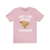 Just A Boy Who Loves Parasaurolophus Dinosaur Shirt, Parasaurolophus Lover Shirt, Dinosaur Shirt, Hadrosaurid Lover, Animal Adult Kids Shirt Image 4
