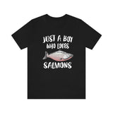 Just A Boy Who Loves Salmons Fish Shirt, Salmon Lover Shirt, Salmon Shirt, Salmon Lover Gift, Animal Shirt Image 2