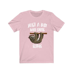 Just a boy who loves sloths slow rainforest tropical mammal tee