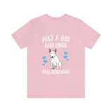 Just A Boy Who Loves Bull Terriers Dog Shirt, Bull Terrier Lover Shirt, Bull Terrier Shirt, Dog Lover Gift, Animal Adult Kids T-Shirt Image 4
