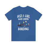 Just A Girl Who Loves Birding Birds Shirt, Birdwatching Lover Shirt, Birding Gift, Bird Lover Shirt,  Adult Toddler Kids Gift T-Shirt Image 3