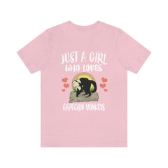 Just A Girl Who Loves Capuchin Monkeys Shirt - capuchin monkey print design