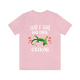 Just A Girl Who Loves Geckos Lizards Shirt, Gecko Lover Shirt, Lizard Gift, Lizard Shirt, Adult Kids Animal T-Shirt Image 1