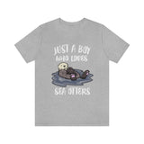 Just A Boy Who Loves Sea Otters Shirt, Sea Otter Lover Shirt, Sea Otter Shirt, Sea Otter Gift, Animal Adult Kids T-Shirt Image 2