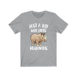Just A Boy Who Loves Rhinos Shirt, Rhino Lover Shirt, Rhino Shirt, Rhino Gift, Animal Adult Kids T-Shirt Image 3