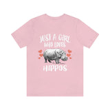 Just A Girl Who Loves Hippos Shirt, Hippo Lover Shirt, Hippo Gift, Hippo Shirt, Adult Kids Animal T-Shirt Image 4