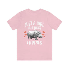 Just A Girl Who Loves Hippos Shirt, Hippo Lover Shirt, Hippo Gift, Hippo Shirt, Adult Kids Animal T-Shirt Image 4