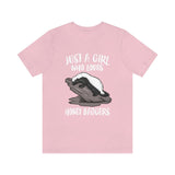 Just A Girl Who Loves Honey Badgers Shirt, Honey Badger Lover Shirt, Honey Badger Gift, Badger Shirt, Adult Kids Animal T-Shirt Image 4