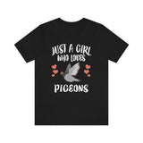 Just A Girl Who Loves Pigeons Shirt, Pigeon Lover Shirt, Pigeon Gift, Birding Shirt, Bird Shirt, Adult Kids Animal T-Shirt Image 1