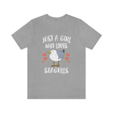 Just A Girl Who Loves Sea Gulls Shirt, Sea Gull Lover Shirt, Sea Gull Gift, Birding Shirt, Bird Adult Kids Animal T-Shirt Image 2