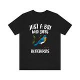 Just A Boy Who Loves Bluebirds Shirt, Bluebird Lover Shirt, Birding Shirt, Bird Gift, Animal Adult Kids T-Shirt Image 1