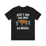 Just A Boy Who Loves Banteng Cow Shirt, Banteng Cow Lover Shirt, Cow Shirt, Cow Lover Gift, Animal Adult Toddler Kids T-Shirt Image 1
