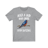 Just A Boy Who Loves Barn Swallows Shirt, Swallow Lover Shirt, Birding Shirt, Bird Lover Gift, Animal Adult Toddler Kids T-Shirt Image 1