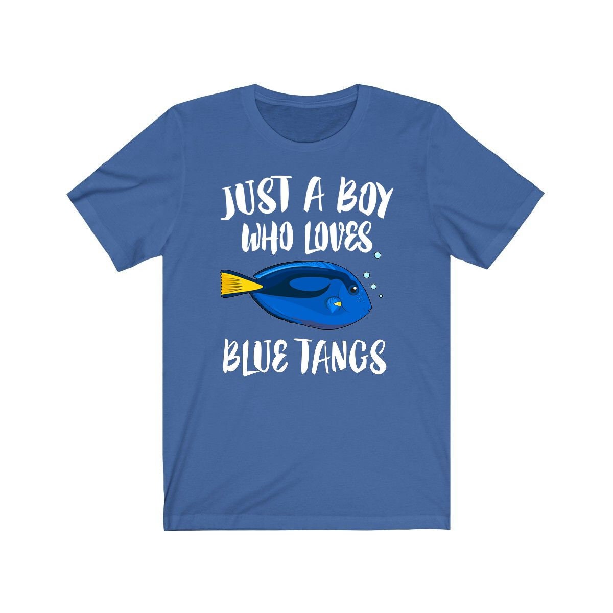 Just A Boy Who Loves Blue Tangs Shirt, Blue Tang Lover Shirt, Fish Shirt, Fish Lover Gift, Animal Adult Toddler Kids T-Shirt Image 2