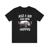 Just A Boy Who Loves Hippos Shirt, Hippo Lover Shirt, Hippo Shirt, Hippo Lover Gift, Animal Adult Kids T-Shirt Image 1