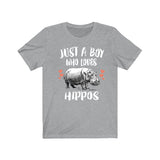 Just A Boy Who Loves Hippos Shirt, Hippo Lover Shirt, Hippo Shirt, Hippo Lover Gift, Animal Adult Kids T-Shirt Image 3