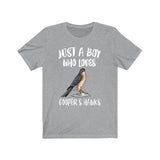 Just A Boy Who Loves Cooper's Hawks Shirt, Cooper's Hawk Lover Shirt, Hawk Shirt, Bird Lover Gift, Animal Adult Kids T-Shirt Image 1