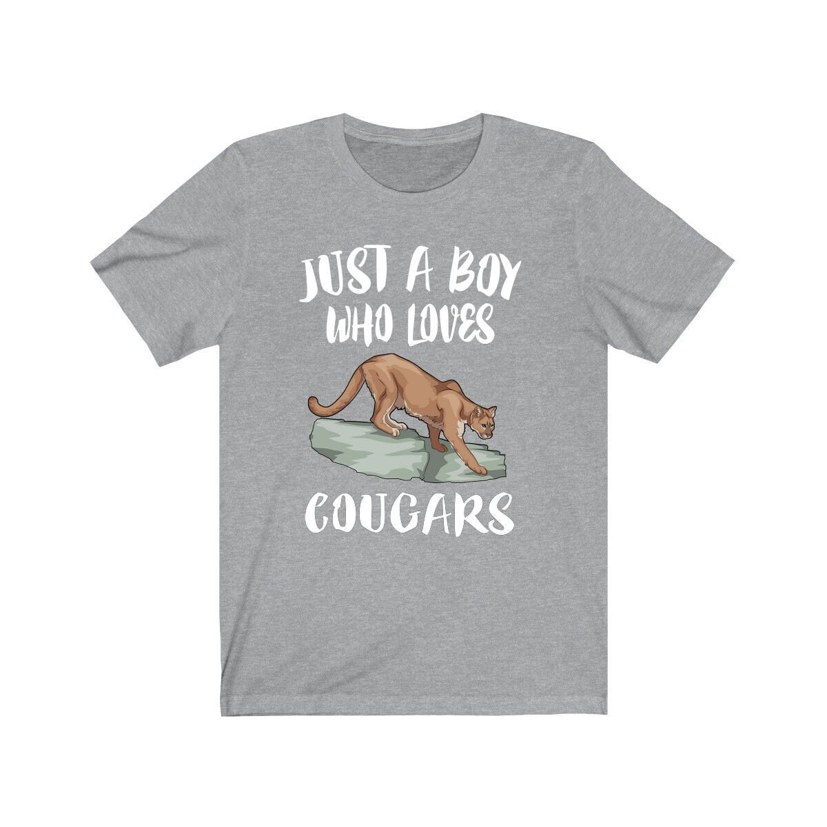 Just A Boy Who Loves Cougars Shirt, Cougar Lover Shirt, Mountain Lions Shirt, Cougar Lover Gift, Animal Adult Kids T-Shirt Image 2
