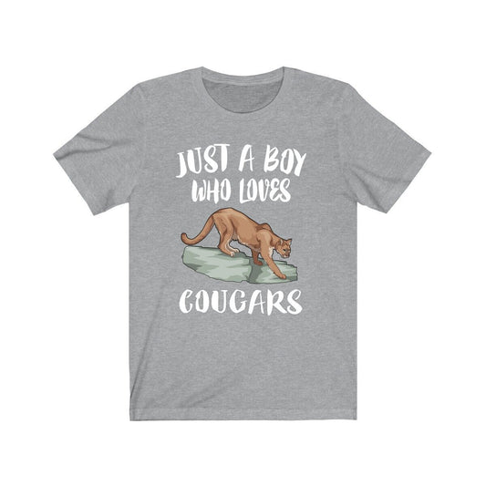Just A Boy Who Loves Cougars Shirt, Cougar Lover Shirt, Mountain Lions Shirt, Cougar Lover Gift, Animal Adult Kids T-Shirt Image 2