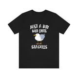Just A Boy Who Loves Seagulls Birds Shirt, Seagull Lover Shirt, Birding Shirt, Seagull Lover Gift, Animal Adult Kids T-Shirt Image 1