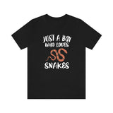 Just A Boy Who Loves Snakes Shirt, Snake Lover Shirt, Snake Shirt, Snake Lover Gift, Animal Adult Kids T-Shirt Image 1