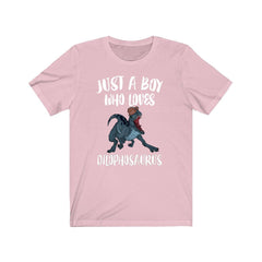 Just a boy who loves dilophosaurus crested Jurassic dinosaur tee