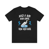 Just A Boy Who Loves Yellow-billed Egrets Shirt, Egret Lover Shirt, Birding Shirt, Bird Gift, Animal Adult Kids T-Shirt Image 1