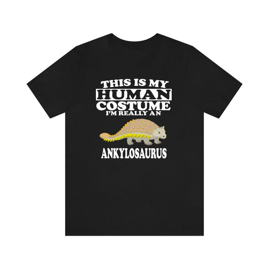 This is my human costume I am really an ankylosaurus armored dino tee