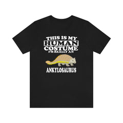 This is my human costume I am really an ankylosaurus armored dino tee