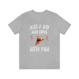 Just A Boy Who Loves Betta Fish Shirt, Betta Fish Lover Shirt, Betta Fish Shirt, Betta Fish Lover Gift, Animal Adult Kids T-Shirt Image 3