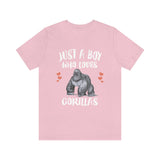 Just A Boy Who Loves Gorillas Shirt, Gorilla Lover Shirt, Gorilla Gift, Gorilla Shirt, Adult Kids Animal T-Shirt Image 4