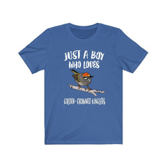 Just a boy who loves golden crowned kinglets tiny songbird tee