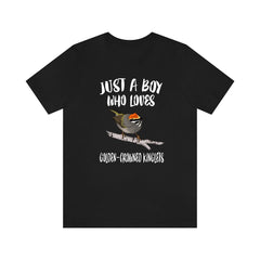 Just a boy who loves golden crowned kinglets tiny songbird tee