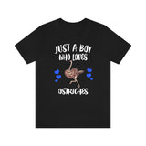Just A Boy Who Loves Ostriches Shirt, Ostrich Lover Shirt, Ostrich Shirt, Bird Lover Gift, Animal Adult Kids T-Shirt Image 1
