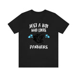 Just A Boy Who Loves Panthers Shirt, Panther Lover Shirt, Panther Shirt, Panther Lover Gift, Animal Adult Kids T-Shirt Image 3