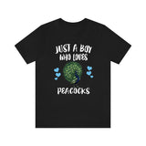 Just A Boy Who Loves Peacocks Shirt, Peacock Lover Shirt, Peacock Shirt, Bird Lover Gift, Animal Adult Kids T-Shirt Image 3