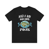 Just A Boy Who Loves Pikes Fish Shirt, Pike Fish Lover Shirt, Fish Shirt, Fish Lover Gift, Animal Adult Kids T-Shirt Image 1