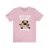 Just A Boy Who Loves Pugs Dogs Shirt, Pug Lover Shirt, Pug Shirt, Dog Lover Gift, Animal Adult Kids T-Shirt Image 4