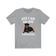 Just A Boy Who Loves Rottweilers Dogs Shirt - Rottweiler print design