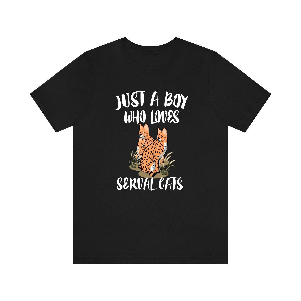 Just A Boy Who Loves Serval Cats Shirt, Serval Lover Shirt, Serval Shirt, Cat Lover Gift, Animal Adult Kids T-Shirt Image 1