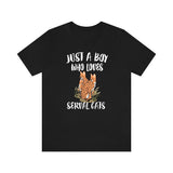 Just A Boy Who Loves Serval Cats Shirt, Serval Lover Shirt, Serval Shirt, Cat Lover Gift, Animal Adult Kids T-Shirt Image 1