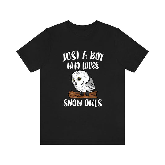 Just a boy who loves snowy owls white Arctic tundra owl raptor tee