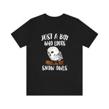 Just A Boy Who Loves Snow Owls Shirt, Snow Owl Lover Shirt, Owl Shirt, Owl Lover Gift, Animal Adult Kids T-Shirt Image 1