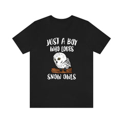 Just a boy who loves snowy owls white Arctic tundra owl raptor tee