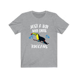 Just A Boy Who Loves Toucans Shirt, Toucan Lover Shirt, Birding Shirt, Bird Lover Gift, Animal Adult Kids T-Shirt Image 1