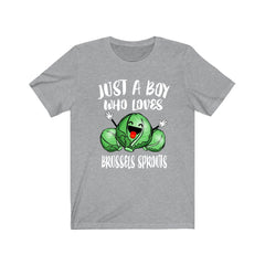 Just a boy who loves brussels sprouts vegan cruciferous vegetable tee