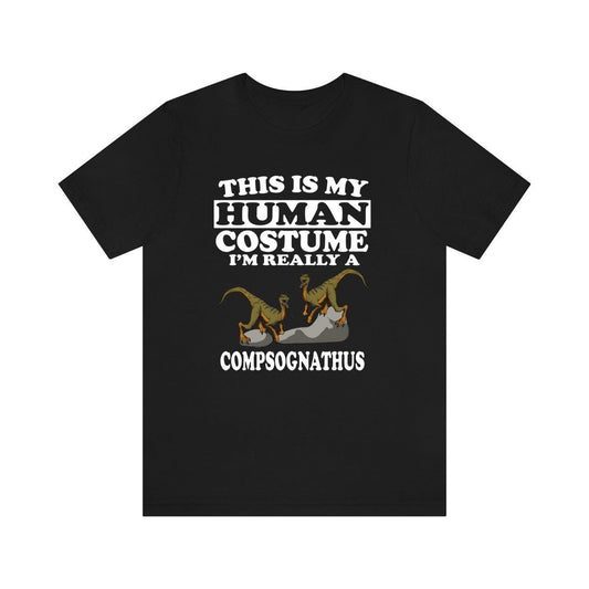 This is my human costume I am really a compsognathus tiny dinosaur tee