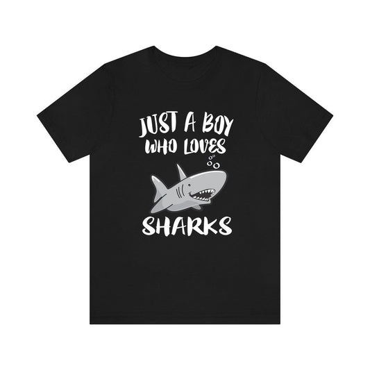 Just a boy who loves sharks ocean apex predator marine tee