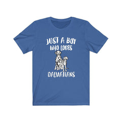 Just a boy who loves dalmatians spotted firehouse coach dog tee