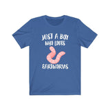 Just A Boy Who Loves Earthworms Shirt, Earthworms Lover Shirt, Worm Shirt, Worm Lover Gift, Animal Adult Kids T-Shirt Image 1